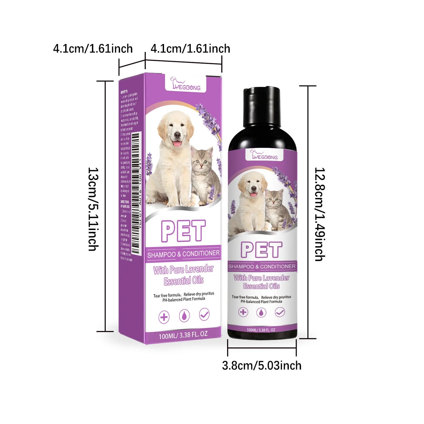 Yegbong 100ml Pet Shampoo - Softens Fur, Soothes Itching & Lasts with Fragrance for Dogs & Cats | AlluCanFind