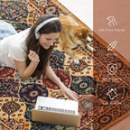 Orhopui Washable Rug,Non-Slip Backing Soft Stain Resistant Non-Shedding for Living Room Bedroom Kitchen Home Office