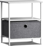 Nightstand 1-Drawer Shelf Storage - Bedside Furniture & End Table Chest Dresser with Steel Frame, Wood Top & Easy Pull Fabric Bi