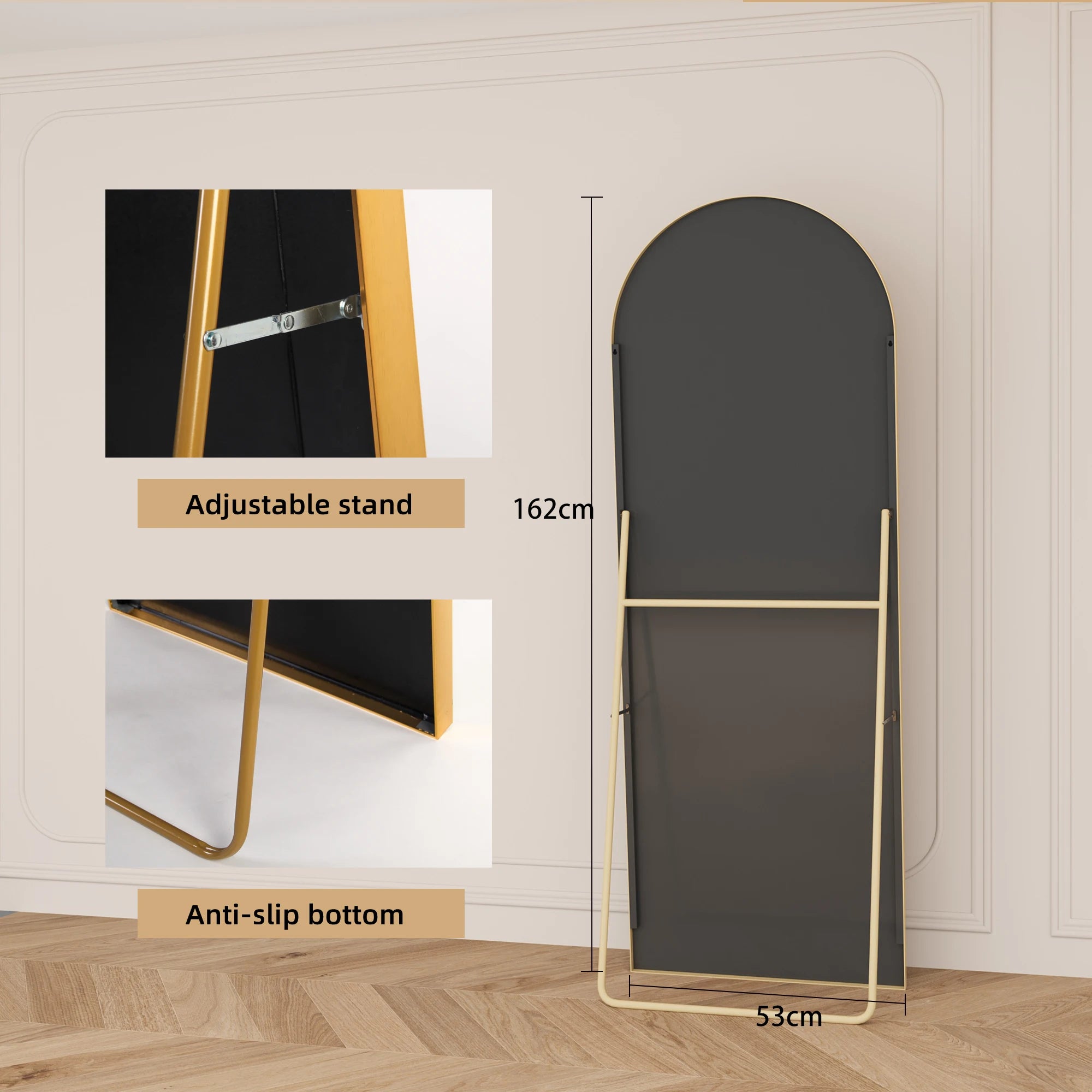 Full-length mirror, curved stand mirror, large full-length mirror, wall mounted, leaning mirror, standing mirror,