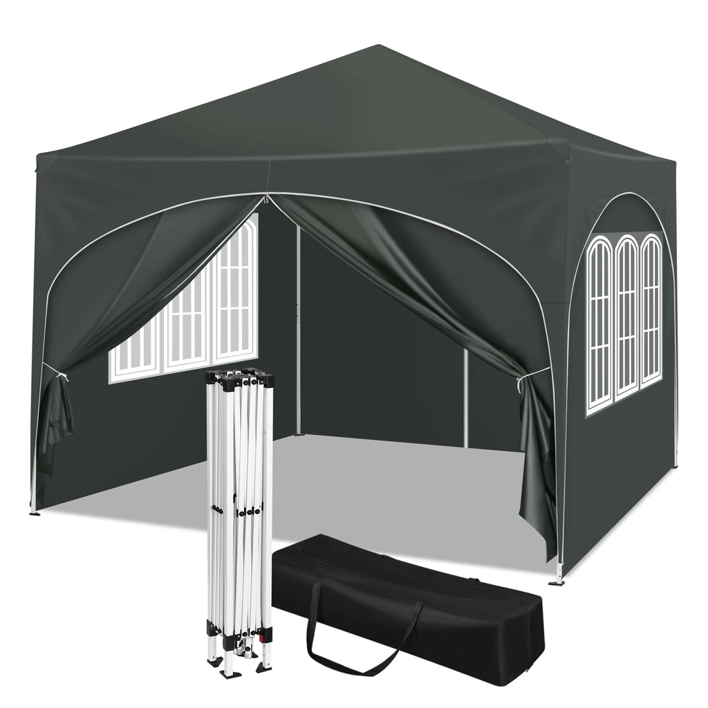 3x3m Folding Gazebo with 4 Side Walls Height-Adjustable Party Tent Water-Repellent UV Protection for Garden Camping Picnic