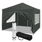 3x3m Folding Gazebo with 4 Side Walls Height-Adjustable Party Tent Water-Repellent UV Protection for Garden Camping Picnic