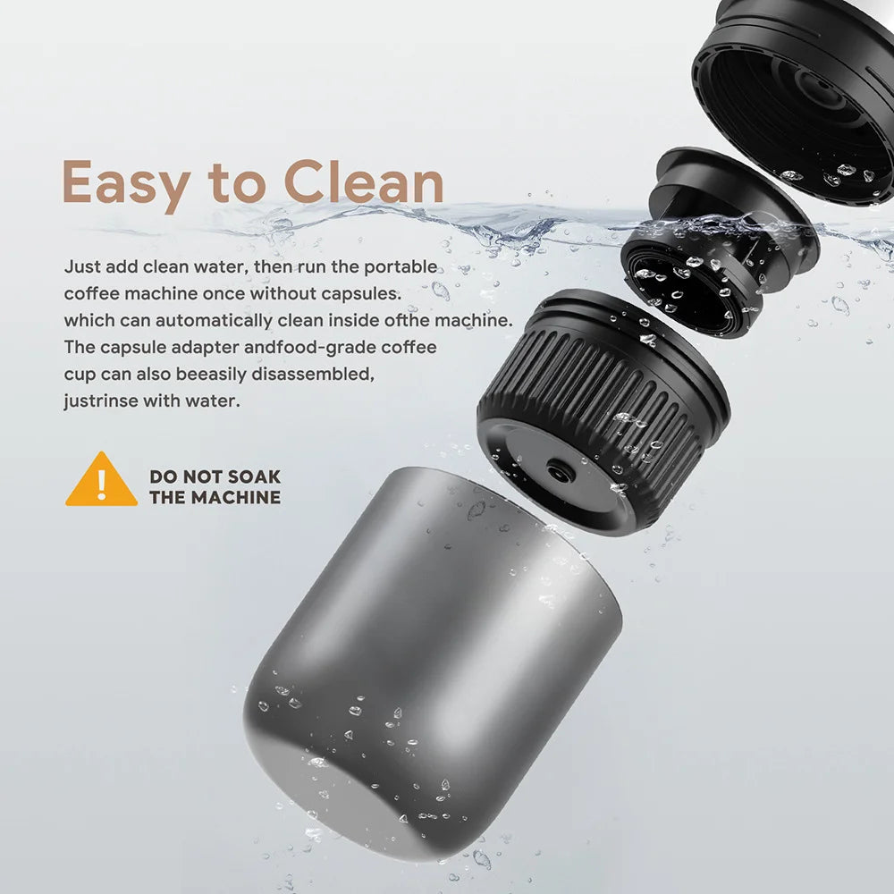 Portable USB Rechargeable Espresso Coffee Maker 17Bar Pressure For Travel Outdoor Car Compatible With Capsules/Ground Coffee