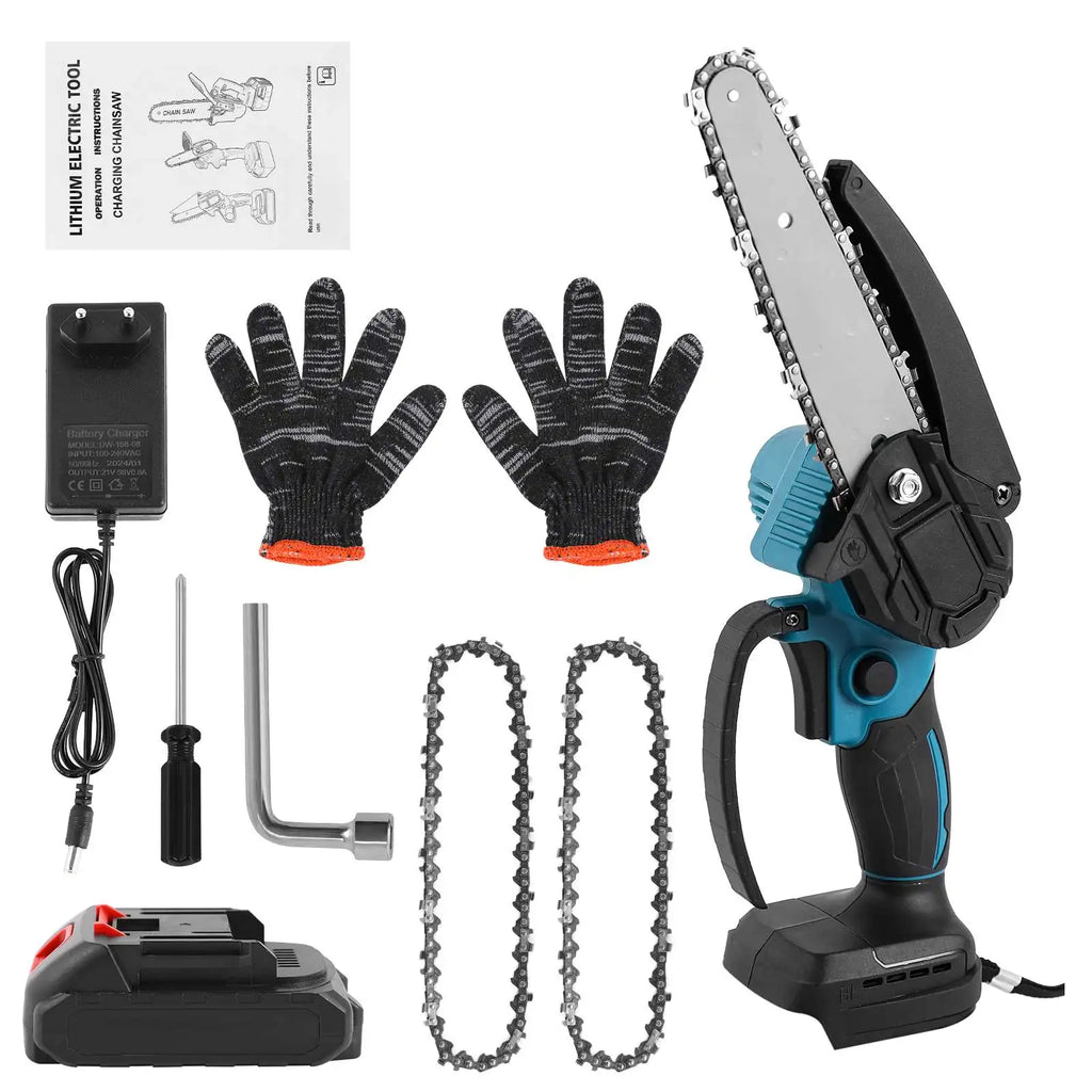 21V 6-Inch Mini Chainsaw Powerful Cordless Rechargeable Handheld Small Electric Saw 7500mAh Battery Pruning Garden Tool