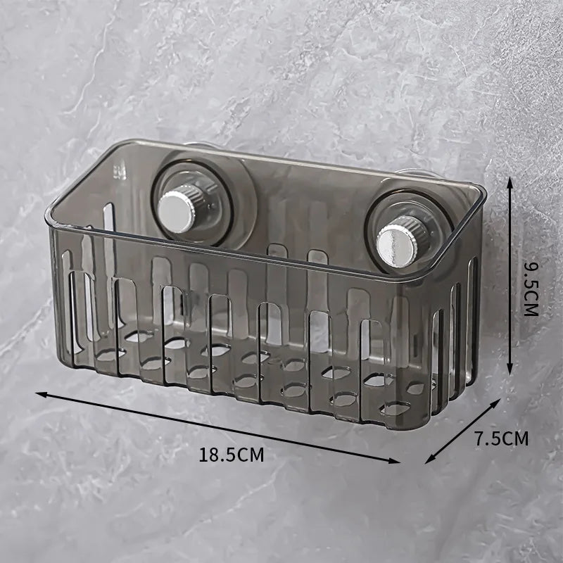 Suction Cup Sink Rack Faucet Drain Rack Multifunctional Basket Kitchen Sponge Rack Punch-free Wall Mount