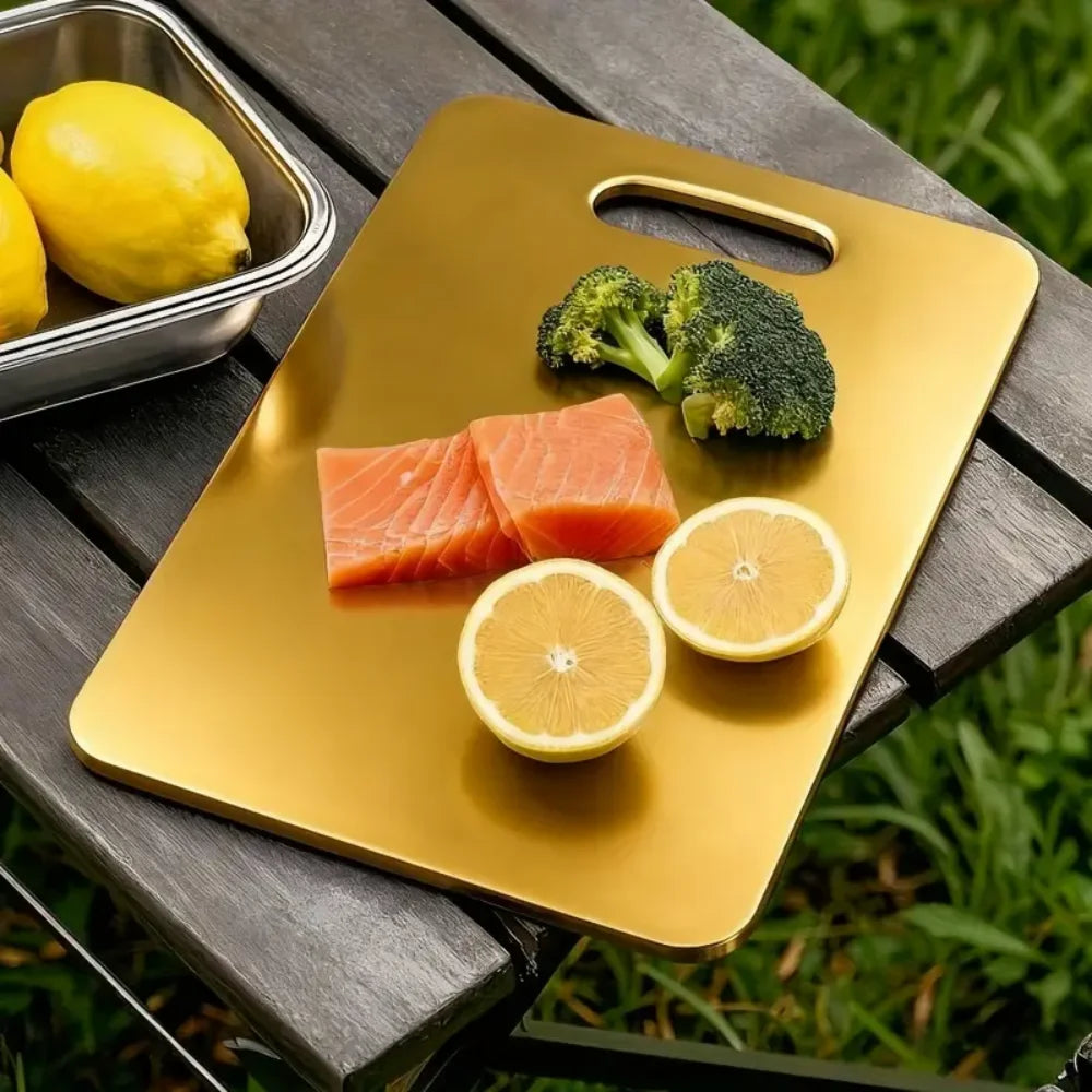 Kitchen Stainless Steel Chopping Board, Suitable for Cutting Meat, Fruits and Minced Meat, Anti-Slip and Dishwasher Safe