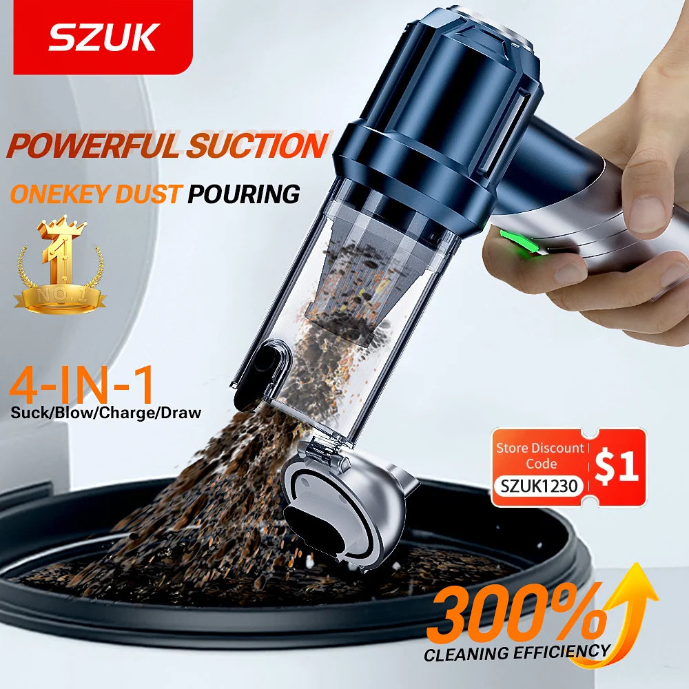 SZUK High Pressure Car Vacuum Cleaner Portable Handheld Mini Vacuum Cleaner Cordless Strong Suction Car Cleaner Home Appliance