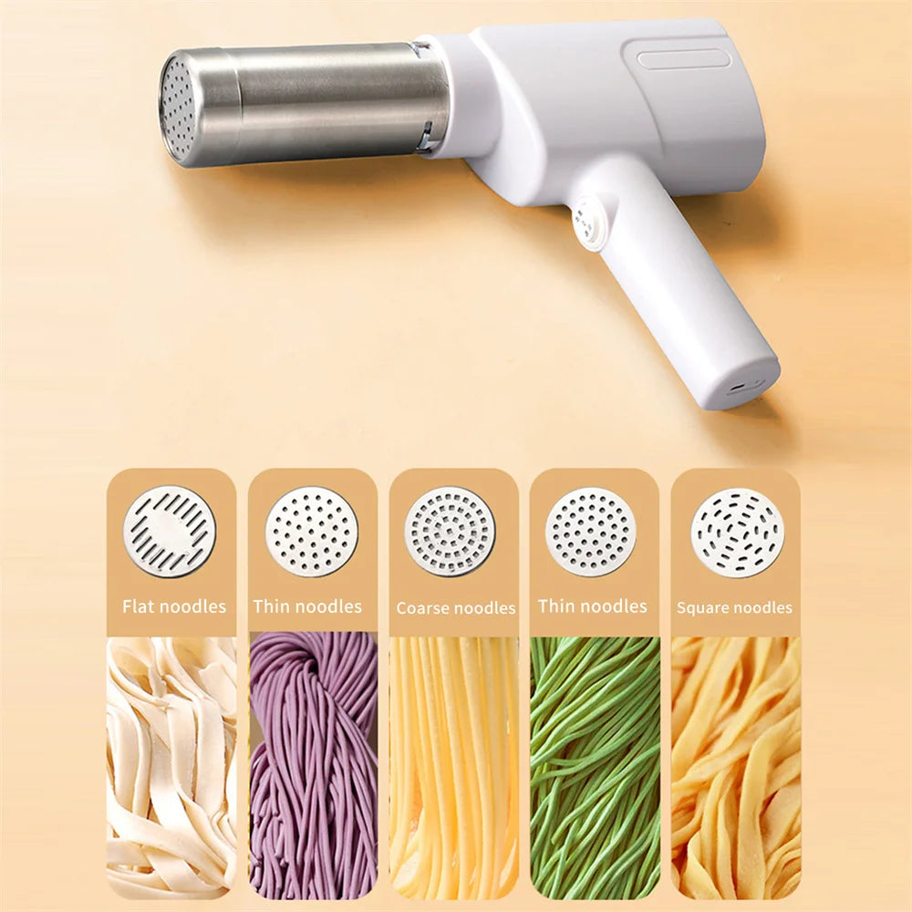 Electric Manual Noodle Maker 1500 Mah Capacity Battery Handheld Electric Noodle Maker 5 Pressing Dies 5 Accessories