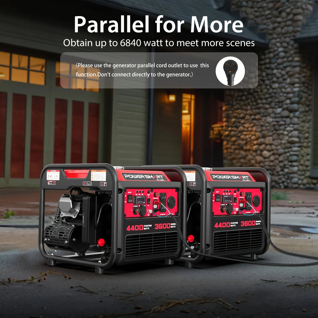 PowerSmart 4400W Portable Generator with Inverter Technology, RV Ready 30A Outlet, Gas Powered, Lightweight & Quiet for Home Use