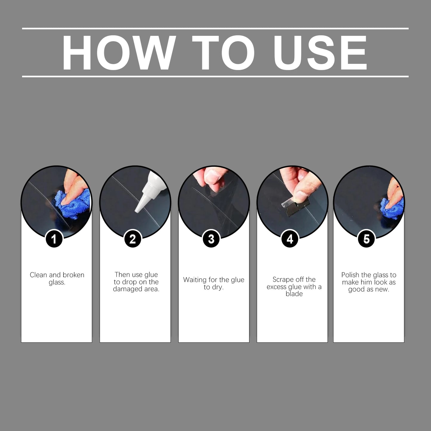Car Glass Repair Adhesive Fixing Windshield Cracks Remove Scratch Enhance Impact Resistance Truck Motorcycles Broken Repair Set