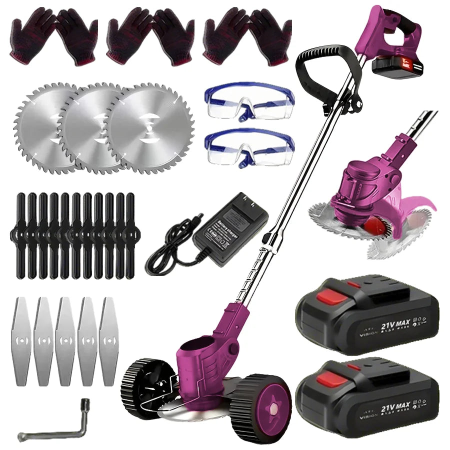 Cordless Lawn Trimmer & Weed Wacker - 20V Grass Edger with 2 Li-Ion Batteries & 3 Blades | AlluCanFind