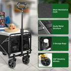 PowerHaul Folding Wagon,550LB/5.3 Cu. Ft., Heavy-Duty Design, All-Terrain Wheels, BLACK