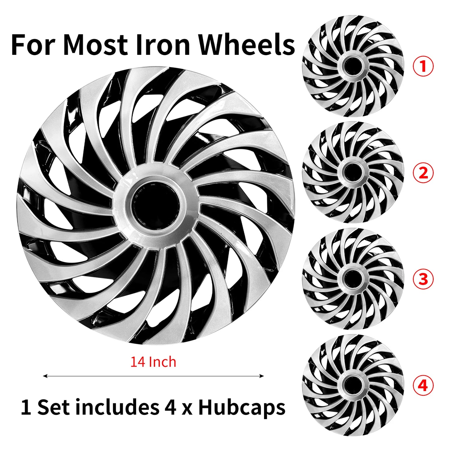 Hubcap Wheel Cover Replacement R14 Hub Caps Universal Wheel Rim Cover ABS Material Exterior Accessories Car Truck SUV -Set of 4