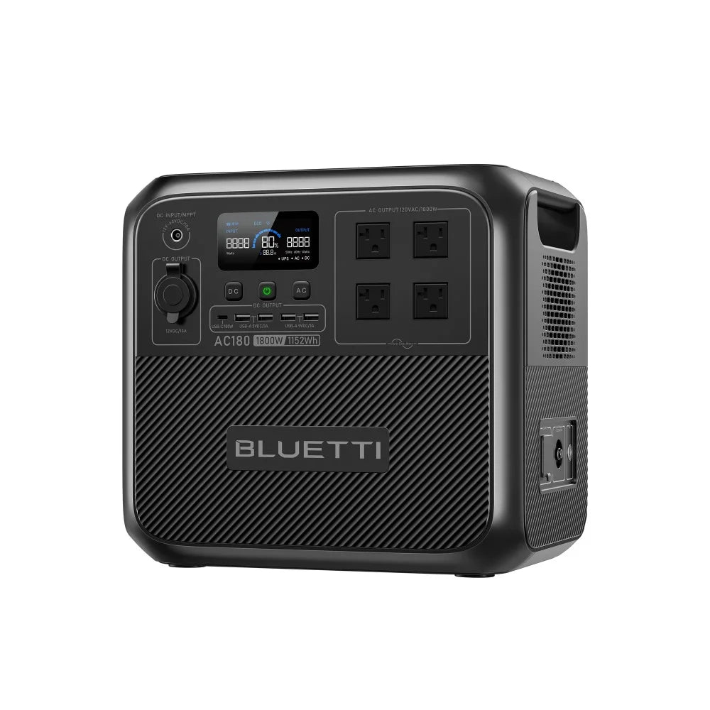 【US PLUG】BLUETTI AC180 Solar Portable Power Station | 1,800W 1,152Wh,  Solar Generator for Camping, Off-grid, Power Outage