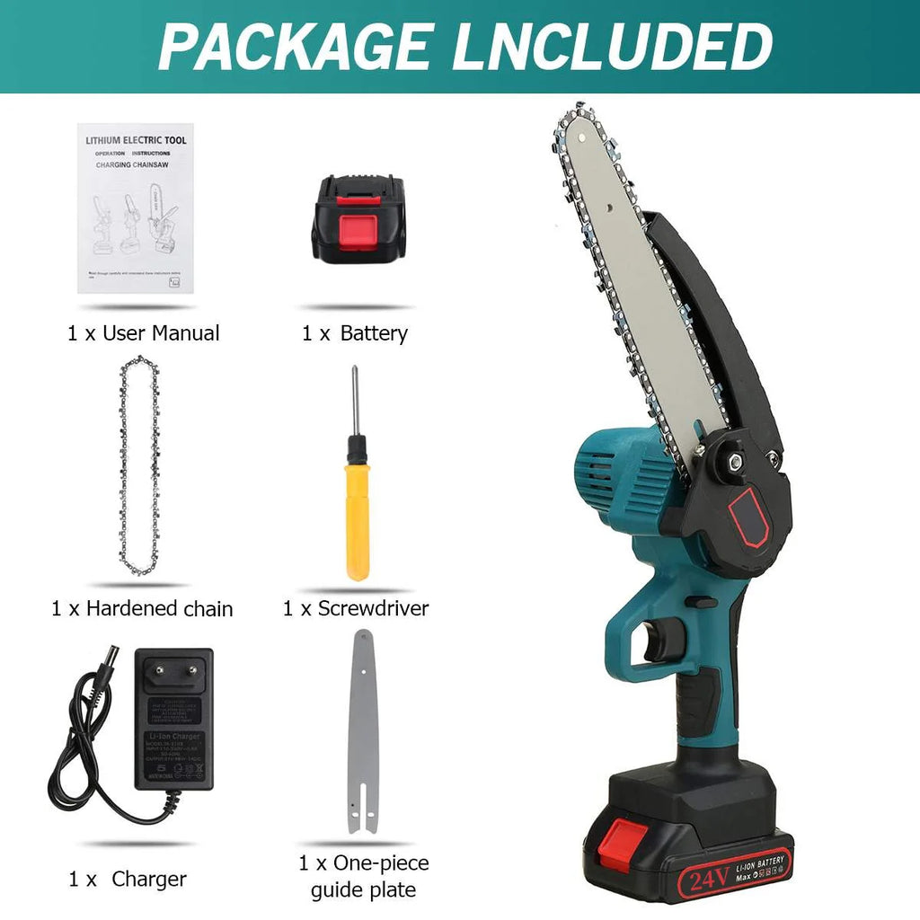 21V 6-Inch Mini Chainsaw Powerful Cordless Rechargeable Handheld Small Electric Saw 7500mAh Battery Pruning Garden Tool