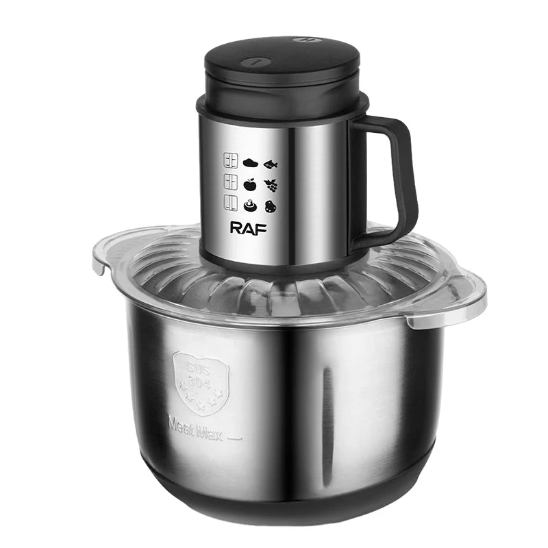 5L Large Capacity 1000W Electric Food Processor Chopper Stainless Steel Steel Meat Meat Grinder Mincer display devices