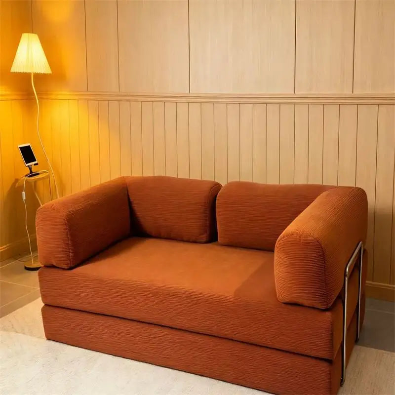 EU warehouse European retro high-end corduroy sofa vacuum compression folding sofa bed can be customized living room bedroom fur