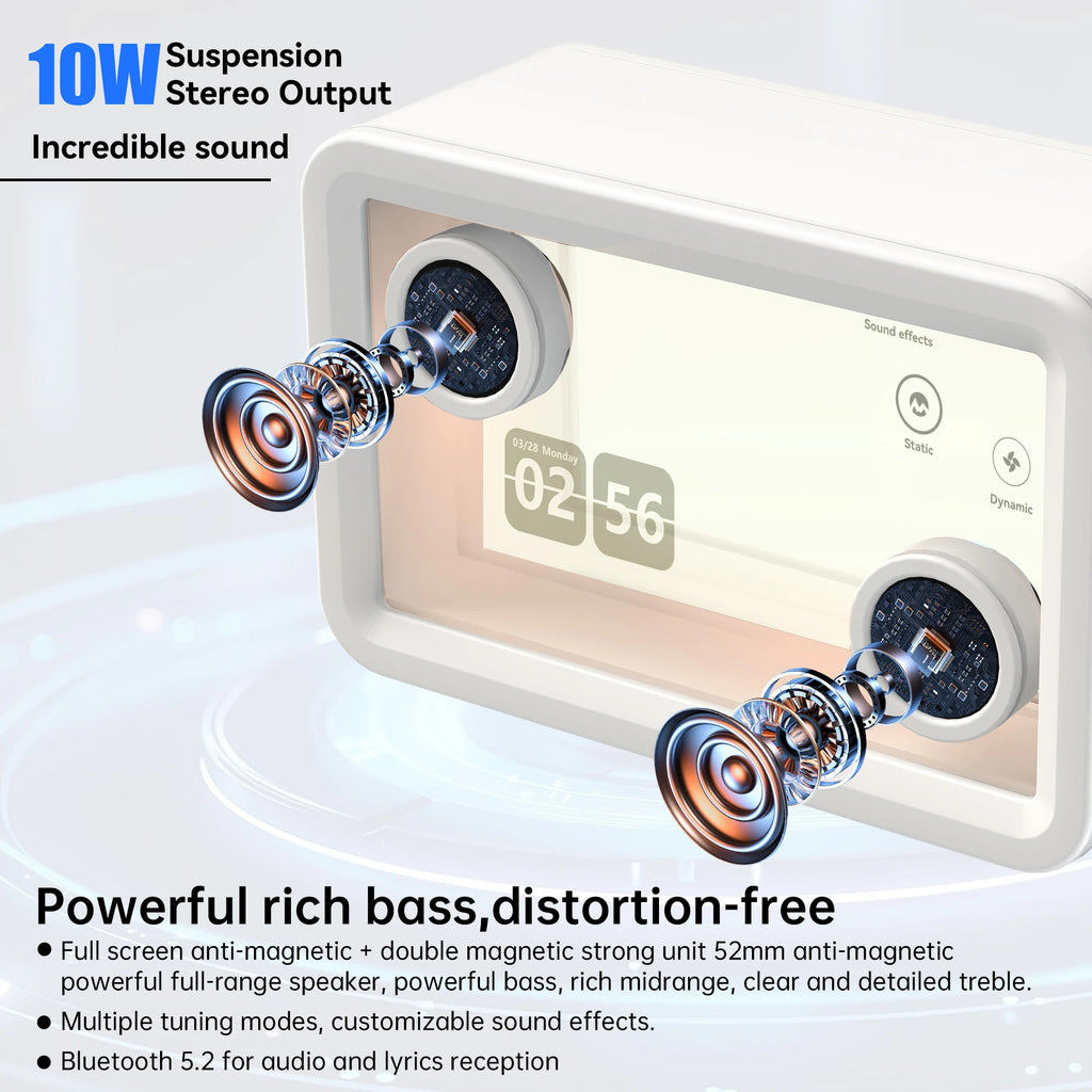 AEEZO L1 Bluetooth Speaker Hi-Fi Audio Clear Glass Screen Dynamic Suspended Lyrics Wireless Portable Audio Video LED Speakers