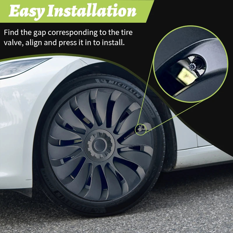4PCS Design for TESLA Model Y 2020-2024 Vehicle Full Coverage Blade Wheel Cover Cap 19 Inches Hubcaps  Automobile Accessories