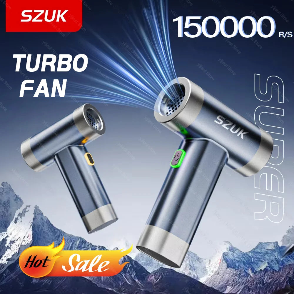 Turbofan Air Blower 150000RPM Mini Turbo Jet Fan Brushless Motor Handheld Duct Fan Portable Charging Cleaning Car Vacuum Cleaner