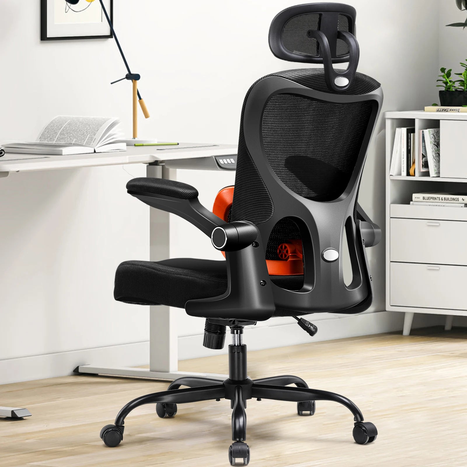Comhoma Office Chair Ergonomic Desk Chair with Flip-Up Armrests, 3D Headrest Executive Desk Chair Comfy