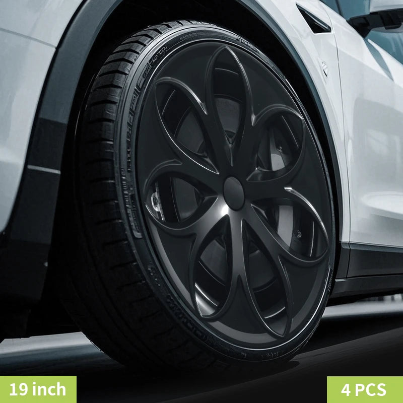 4PCS Design for TESLA Model Y 2020-2024 Vehicle Full Coverage Blade Wheel Cover Cap 19 Inches Hubcaps  Automobile Accessories