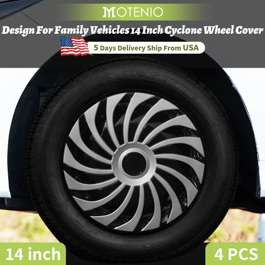14inch Cyclone Style Hub Cap Cover for Iron Rim Wheel Cover Set of 4 Steel Wheel Cover Replacement Hubcap for R14 Tire