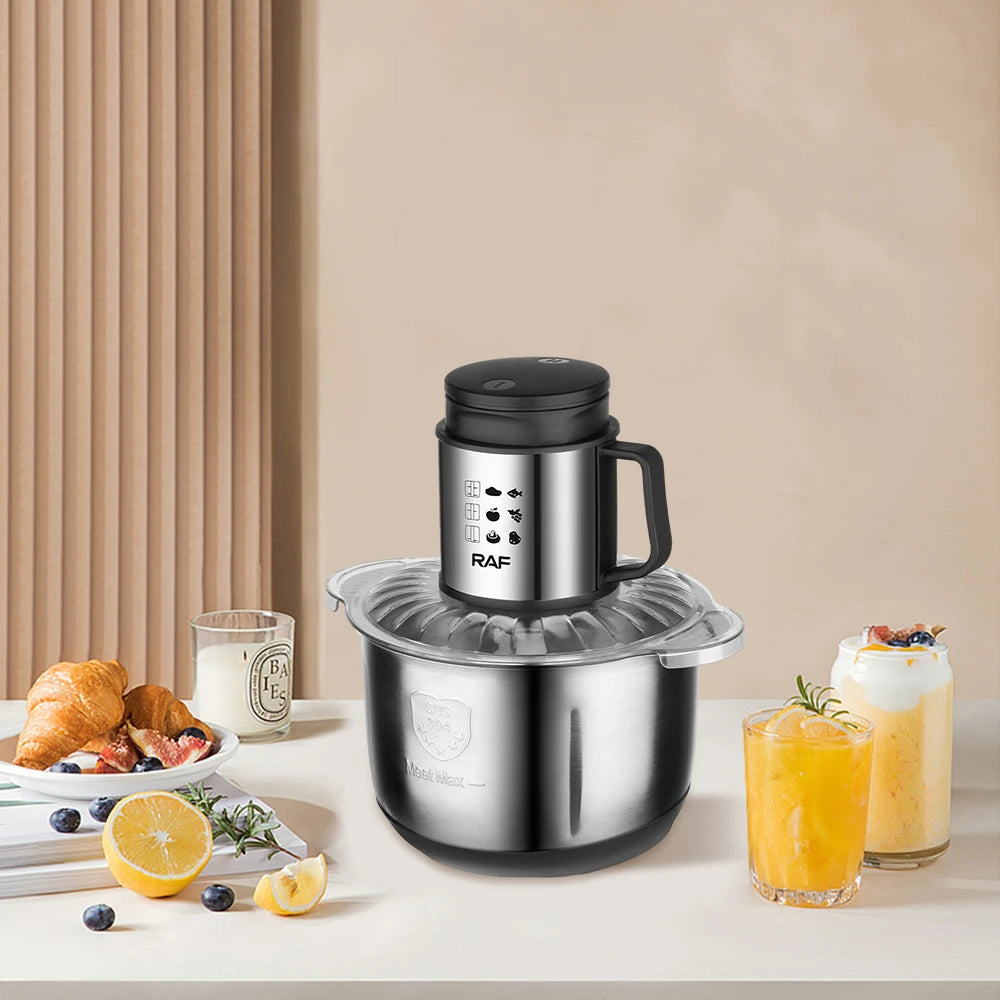 5L Large Capacity 1000W Electric Food Processor Chopper Stainless Steel Steel Meat Meat Grinder Mincer display devices