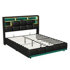 Wooden Aura Double bed, upholstery bed 140x200 cm, 160x200 cm, LED bed frame, bed frame and slatted frame, headboard, youth bed