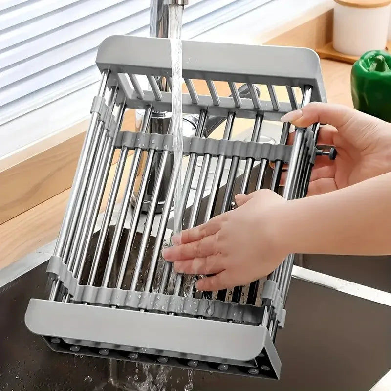 Adjustable Over-Sink Dish Drying Rack - SS Telescopic Space Saver | AlluCanFind