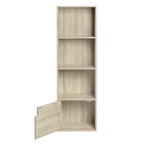 Bookcase with 4 Compartments 1 Door Standing Cube Storage Bookshelf for Living Room Bedroom Office Household