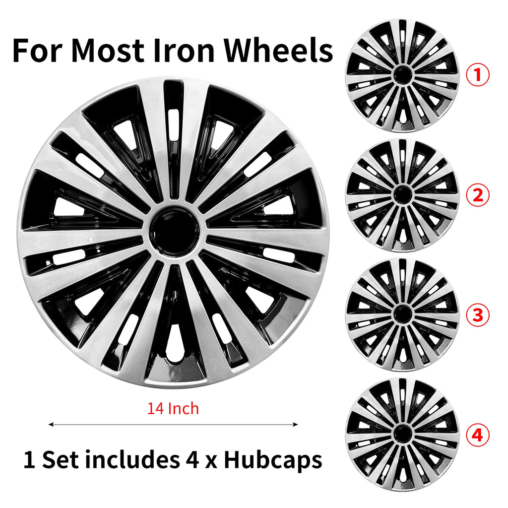 Hubcap Wheel Cover Replacement R14 Hub Caps Universal Wheel Rim Cover ABS Material Exterior Accessories Car Truck SUV -Set of 4