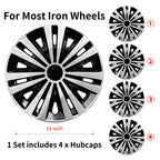 Hubcap Wheel Cover Replacement R14 Hub Caps Universal Wheel Rim Cover ABS Material Exterior Accessories Car Truck SUV -Set of 4