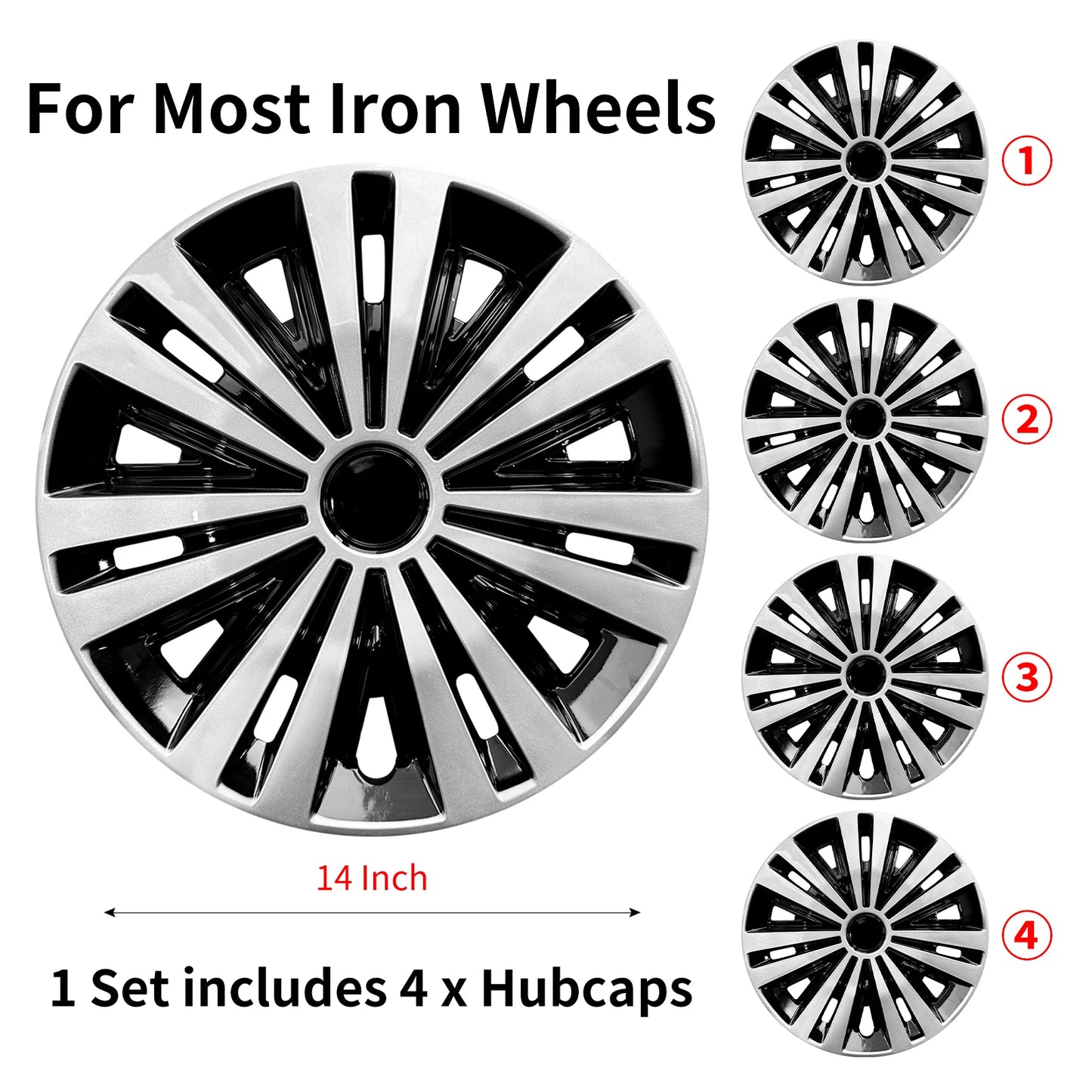 Hubcap Wheel Cover Replacement R14 Hub Caps Universal Wheel Rim Cover ABS Material Exterior Accessories Car Truck SUV -Set of 4