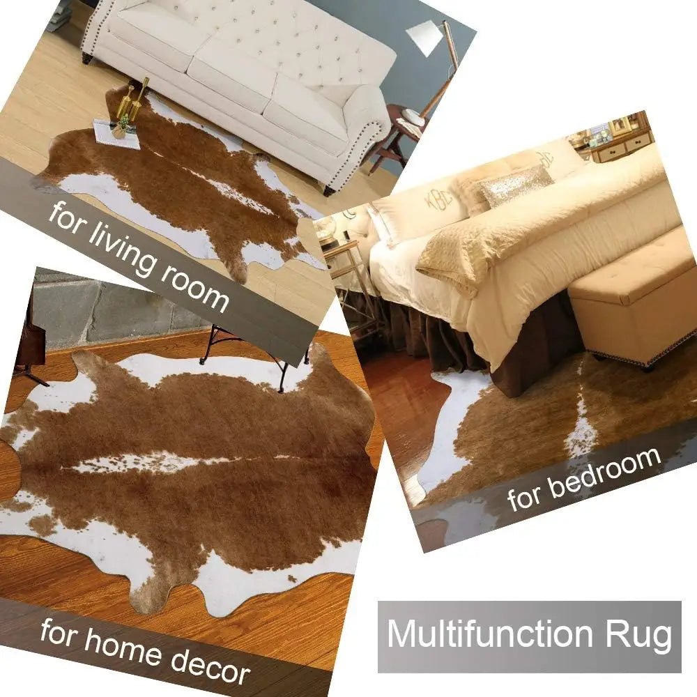 NOAHAS  Faux Fur Animal Cow Hide Carpet,Sturdy and Large Size Cow Print Rugs, Suitable for Bedroom Living Room Western Decor