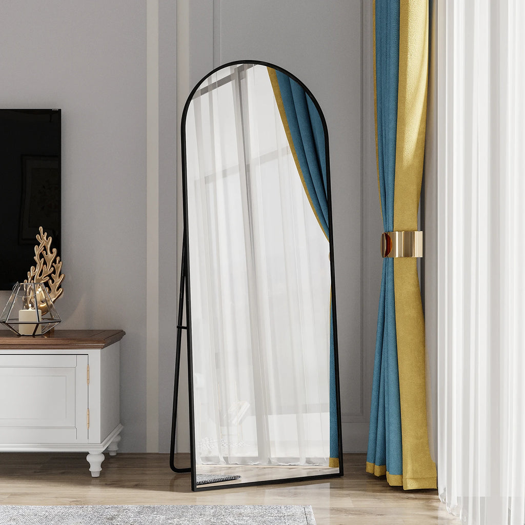 Full-length mirror, curved stand mirror, large full-length mirror, wall mounted, leaning mirror, standing mirror,