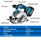 10800rpm 125mm Brushless Mini Electric Circular Saw Cordless Adjustbale Angle Woodworking Power Garden Tool For Makita 18vbattey