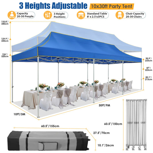 10x30ft Pop Up Canopy Tent Gazebo Party Heavy Duty Marquee Awning Without Sidewall Outdoor Commercial Event Instant Tent Gazebo