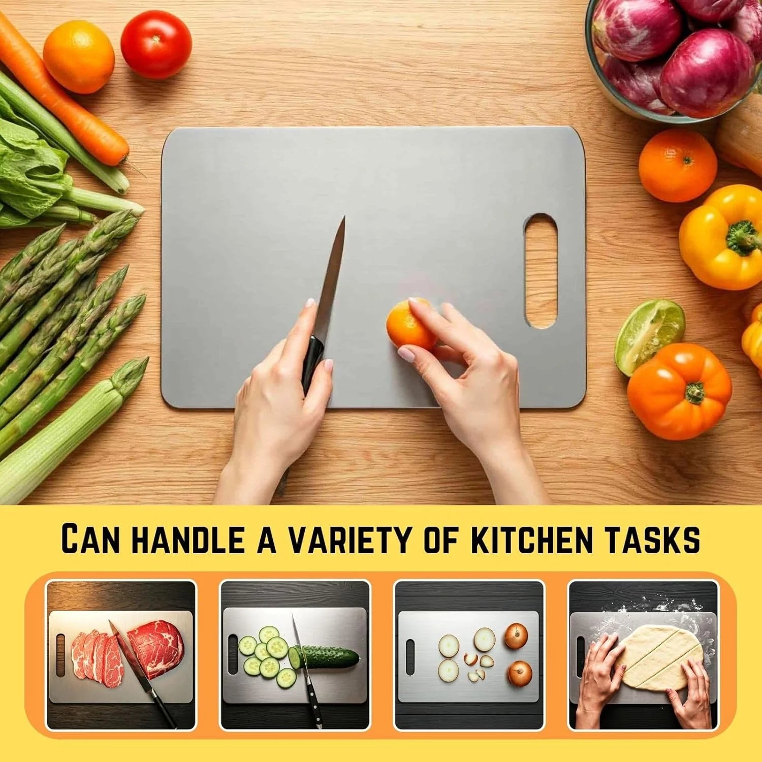Kitchen cutting board, double-sided food-grade titanium cutting board, used for cutting meat, fruits and vegetables