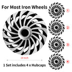 14inch Cyclone Style Hub Cap Cover for Iron Rim Wheel Cover Set of 4 Steel Wheel Cover Replacement Hubcap for R14 Tire