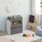 3 Tier Kids Room Storage Cabinet with 6 Removable Nonwoven Toy Boxes 63x30x60cm Nursery Shelf Toy Organiser for Daycare School