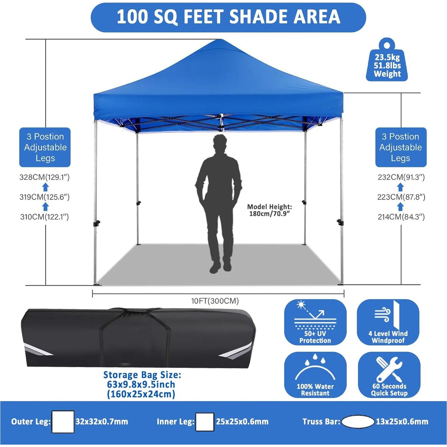 3x3m Pop up Canopy Tent Folding Gazebo Without Sidewall Commercial Outdoor Party Tent Waterproof Wedding Gazebo With Handle Bag
