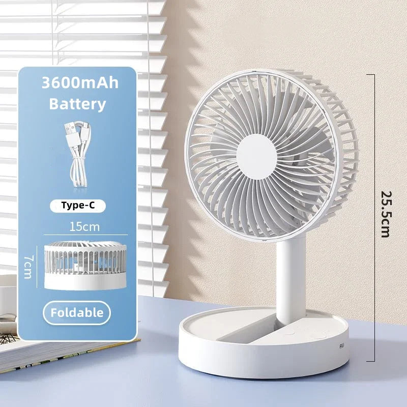 USB Foldable Fan with 4 Speeds ＆ Timing,Battery Operated Mini Fan for