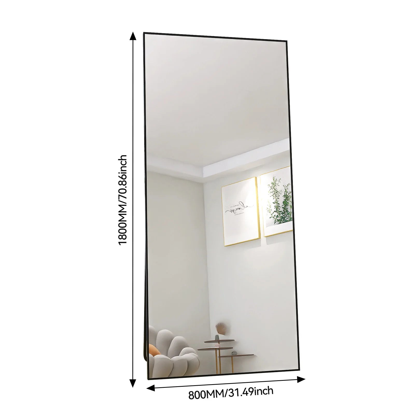 Full-length mirror, curved stand mirror, large full-length mirror, wall mounted, leaning mirror, standing mirror,