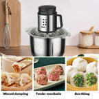 5L Large Capacity 1000W Electric Food Processor Chopper Stainless Steel Steel Meat Meat Grinder Mincer display devices
