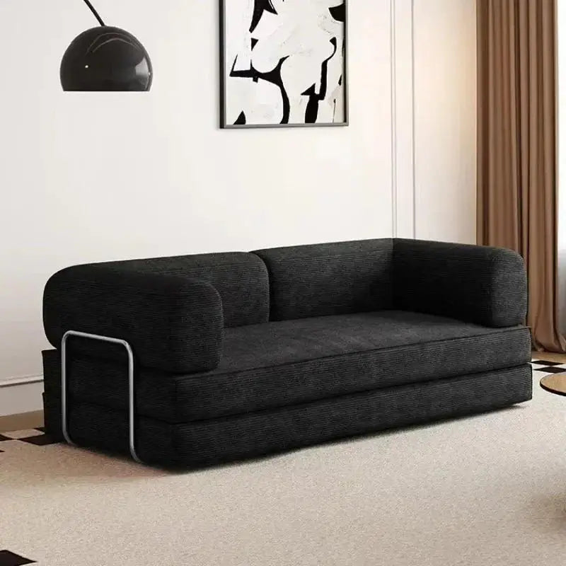 Italian Retro High-End Vacuum-Compressed Corduroy Sofa Bed Foldable Washable Customizable Living Room Sofa