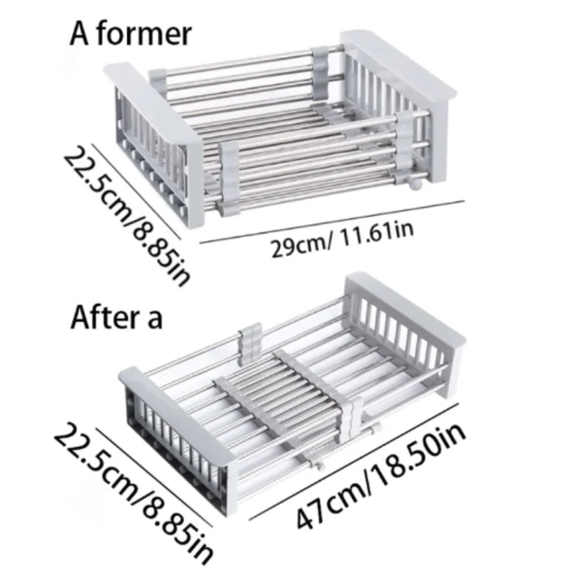 Adjustable Over-Sink Dish Drying Rack - SS Telescopic Space Saver | AlluCanFind