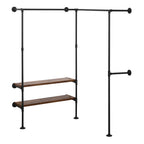 WOLTU Wall-Mounted Clothes Rack Hanger Steel Tube Coat Rack 2 Shelves Industrial Vintage Wardrobe for Bedroom Cloakroom Home