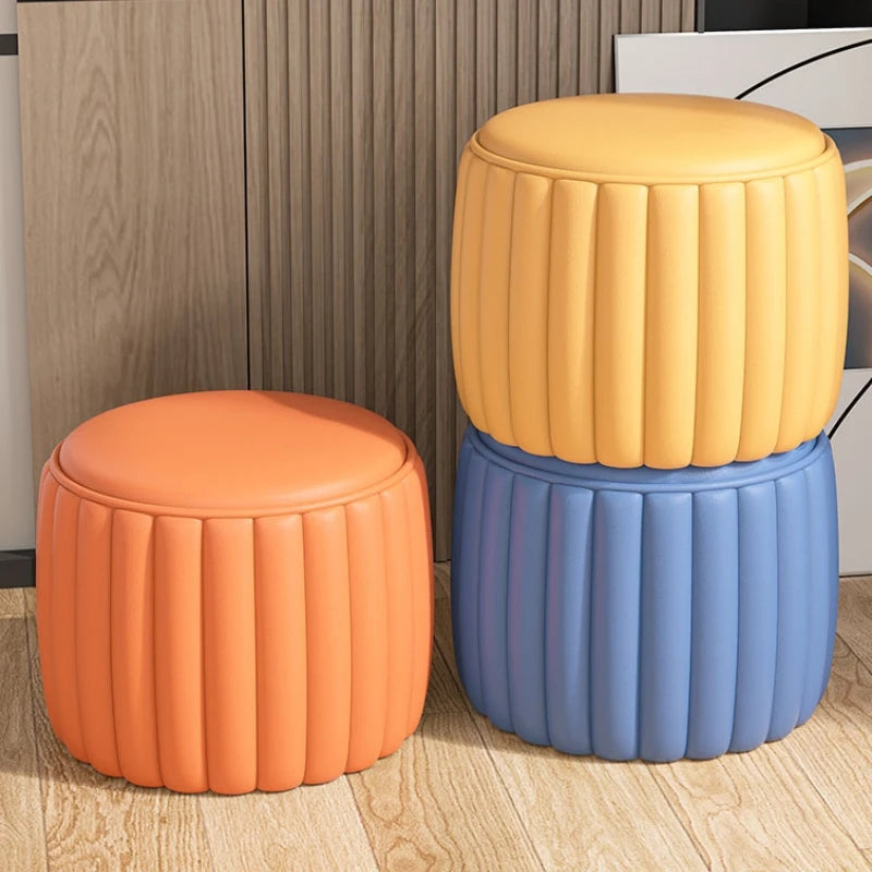 Pink Sofa Stool Customizable Stool with 4 Legs Blue Solid Pine Stool Living Room