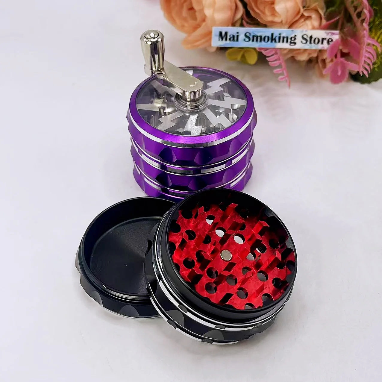 2.5inch Handle Herb Grinder Large 4-layer Manual Pepper Salt Mortar Spice Mill Raw Grass Tobacco Grinder Cigarette Smoking Tool